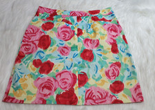 TALBOTS Pencil Skirt Pockets Colorful Floral Pink Red Yellow Women Size 6 KK-30