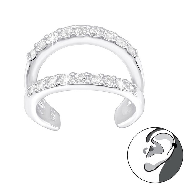 O&S Ohrklemme Silber 925 Ear Cuff Ohrring Ohne Loch Tragbar Zirkonia Geschenk-image