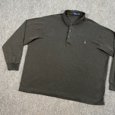 Ralph Lauren Long Sleeve Polo Shirt Adult 3XLT Big Tall Charcoal