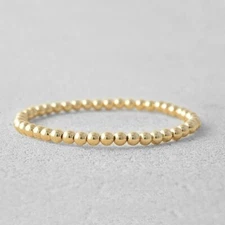Gold Filled 5mm Round Beads Beaded Bracelet Layering Minimalist Women Bracelet