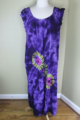 Just Love Purple Tie Dye Dress Rayon 2X Long Sundress Ruffle