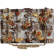 DOLCE & GABBANA Bag Multicolor Tweed Floral Clutch Crossbody Purse Borse 4800usd