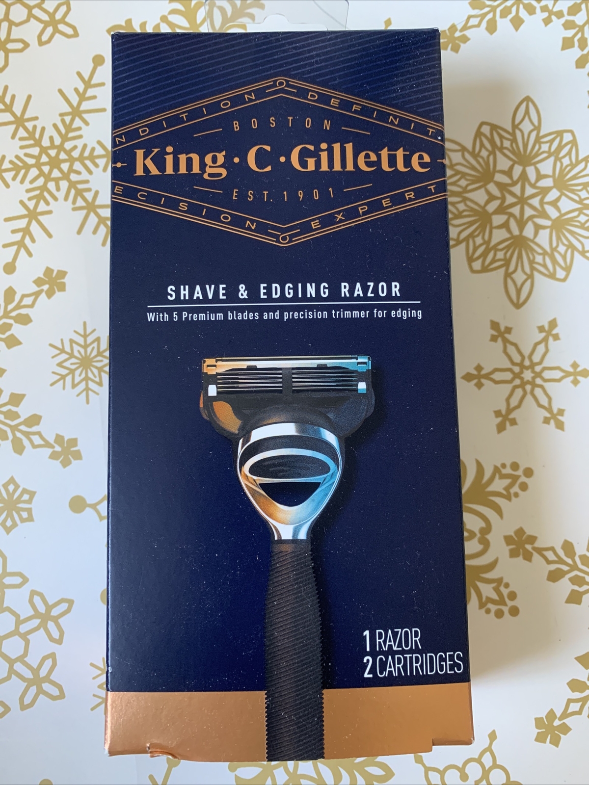 King C Gillette Shave & Edging Razor 5 Blade + 2 Blade Refills Navy ...