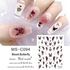 Dark Black Style Butterfly Nail Sticker Butterfly New Design Nail Decals