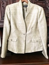 Jones New York NY Collection Size 6 Blazer Jacket Brown Beige Career Workwear