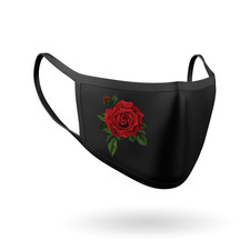 Face Mask Washable Red Rose with Green Leaves Adult Unisex