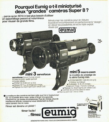 Advertising 039 1974 Both Cameras Mini Eumig Servofocus Zoom