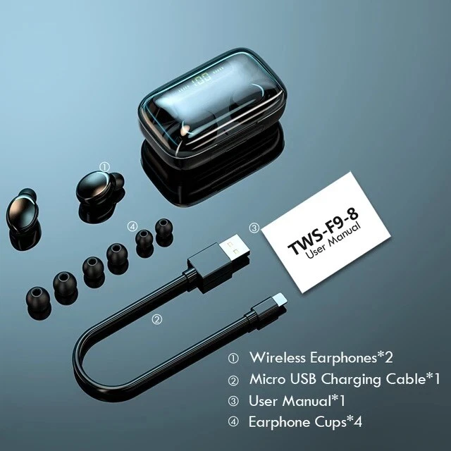 TWS Wireless Bluetooth5.0 Earbuds, HiFi Stereo Bluetooth Headphones, with LED. - Image 4 of 4
