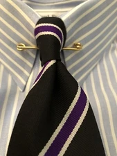 Curled Ends Clip-on Collar Bar Gold-tone Metal EUC