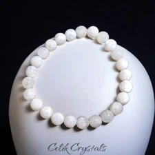 Authentic Moonstone Bracelet 8mm Natural Stones Handmade Stretch Beads 