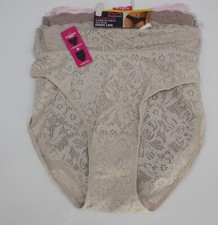 NWT set of 3 MAIDENFORM perfect fit HIGH LEG panties LACE BEIGE MOCHA PINK