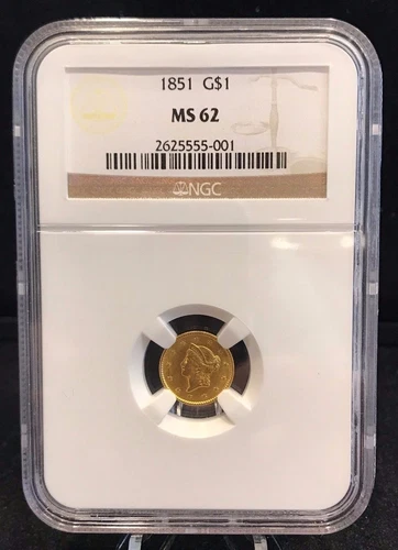 1851 U.S. One Dollar Gold NGC MS 62