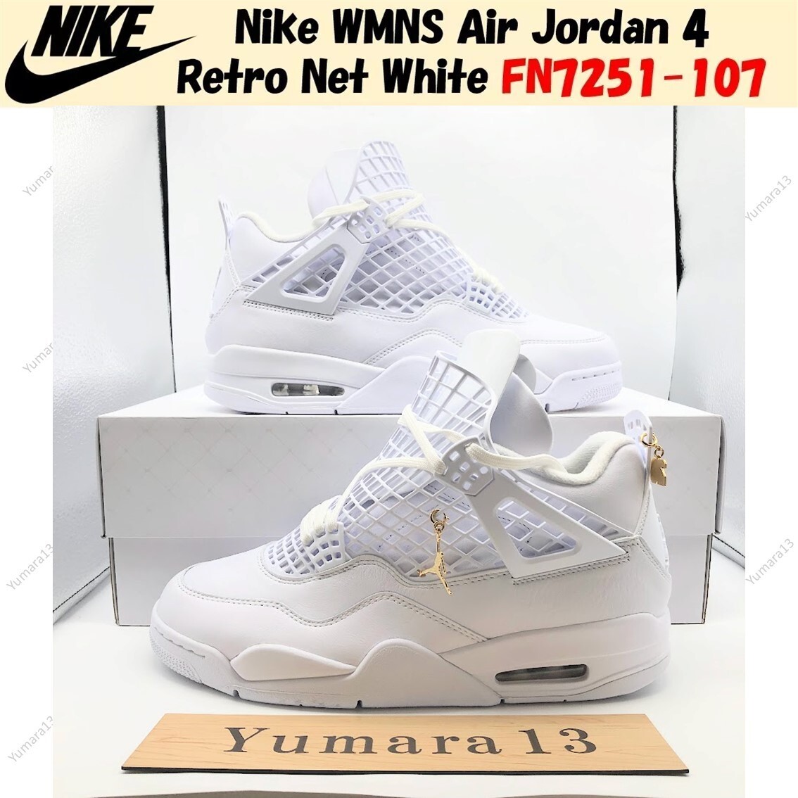 Nike Wmns Air Jordan 4 Retro Net エアジョーダン ネット Size 12 - Air Jordan 4 Retro Net - White W for sale online