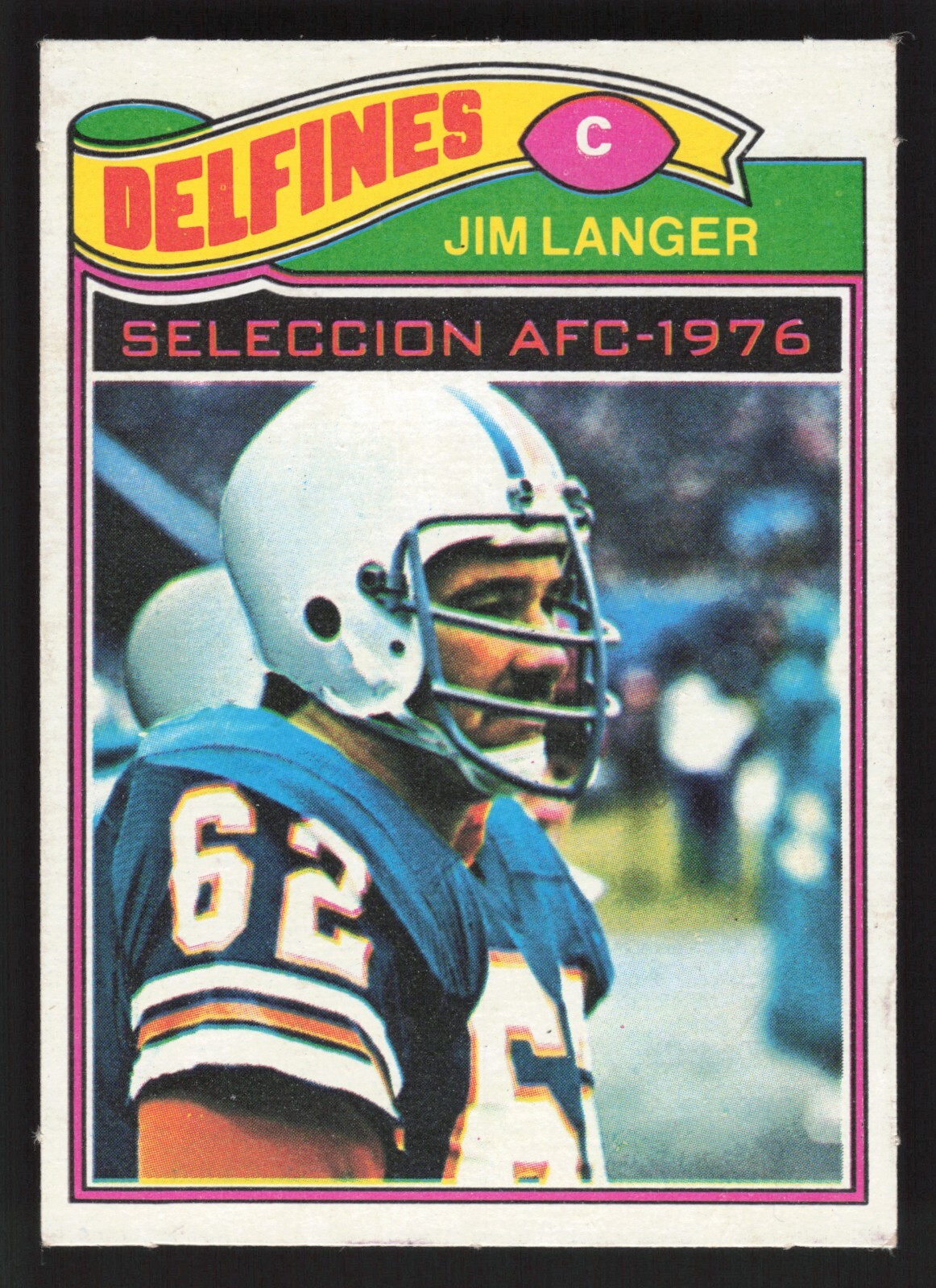 1977 Topps Mexican Jim Langer #390 - Miami Dolphins - HOF VG