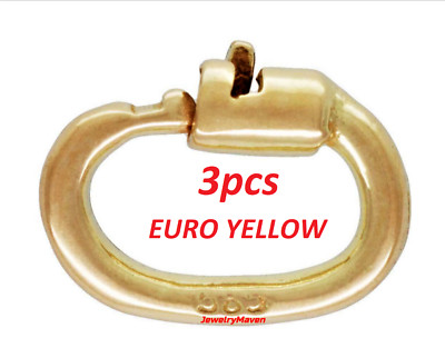 (3) TINY EURO ROYAL 4.5mm OD 14k Solid Yellow Gold Link Lock OVAL Jump Ring 20ga