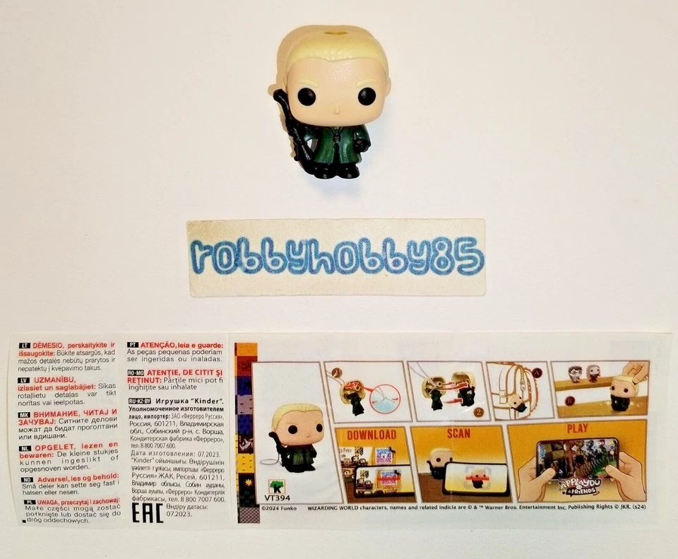 VT394 DRACO MALFOY + BPZ KINDER JOY ITALIA 2024 HARRY POTTER QUIDDITCH FUNKO POP