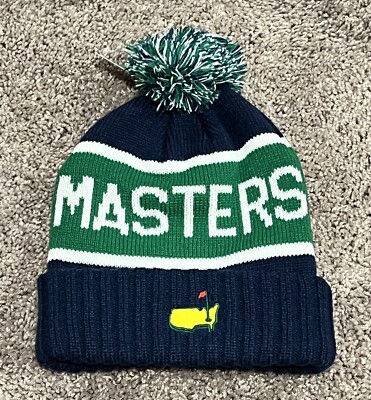 2024 Masters Golf Winter Knit Toboggan Beanie Hat Pom Pom Augusta National Navy