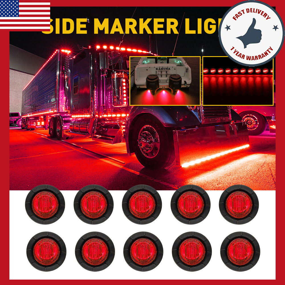 10* Marker Red Side LED Clearance Light Lamp Identification Trailer Truck Pickup