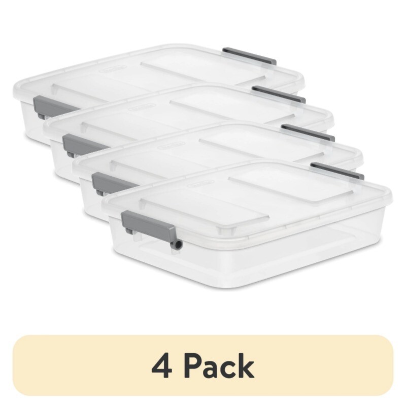 (4 pack) Sterilite 6.2 Qt. Modular Latch Box Plastic, Titanium