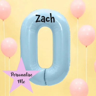 Blue Personalised Number 0 Foil Balloon | 30th 40th 50th Birthday Decorations
