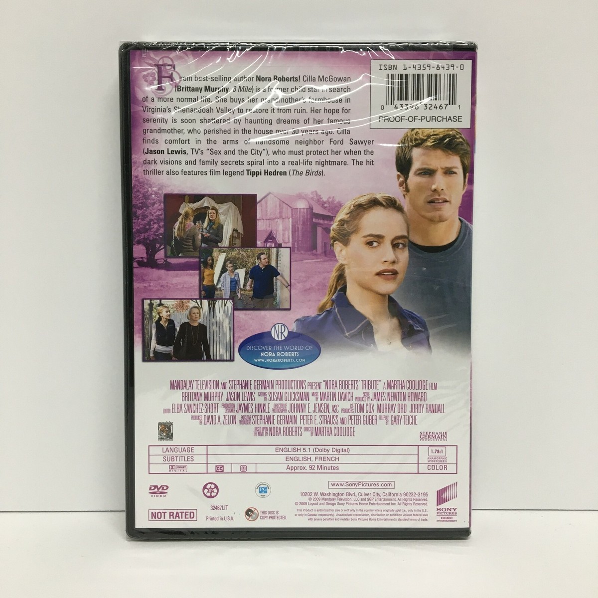 Tribute (DVD, 2009) Nora Roberts, Brittany Murphy & Jason Lewis