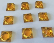 15x15MM  GERMAN VINTAGE FLATBACK FOILED  TOPAZ GLASS SQUARE  JEWEL (24PCS)