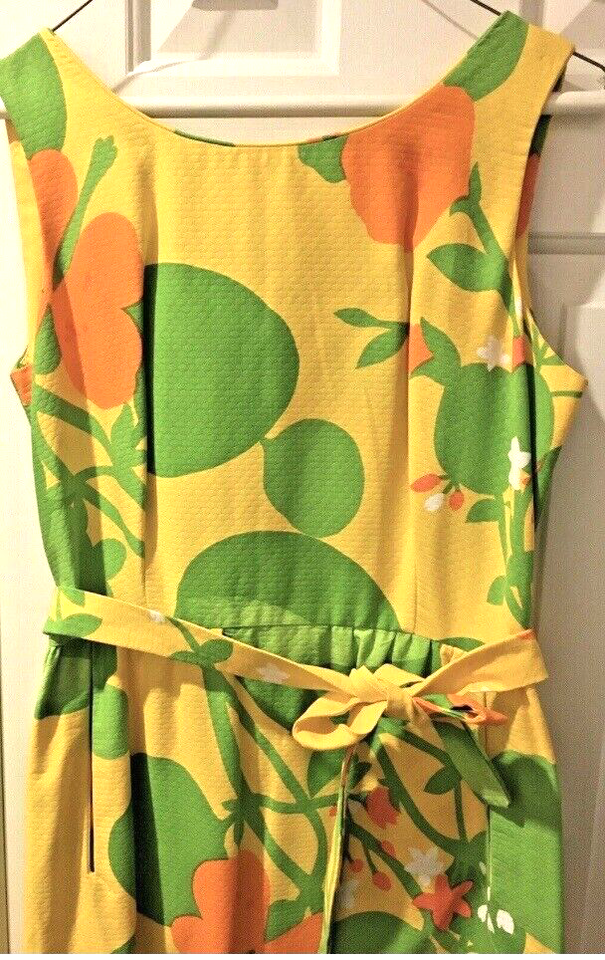 NEW MALIA Honolulu Yellow Floral Maxi Dress S Orange Lime Vintage ...