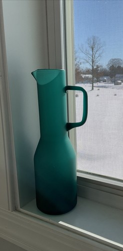Empoli Vintage Tall Pitcher 12 3/4” Satin Glass MCM - Picture 9 of 11