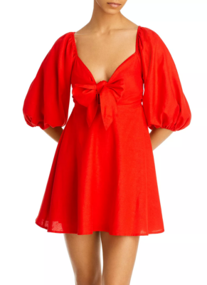 Charlie Holiday Women's Sonny Knot Front Mini Dress - Red - Size S - Fiery Orange