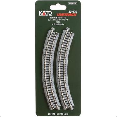 Rail courbe R 249-45°, 4 pièces - KATO 20-100 - N 1/160 Rail courbe R 249-45°, 4 pièces - KATO 20-100 - N 1/160