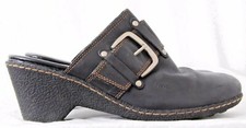 Born Concept B.O.C. BC3725 Large Buckle black Mules Wedge Clogs Shoes Women's 10