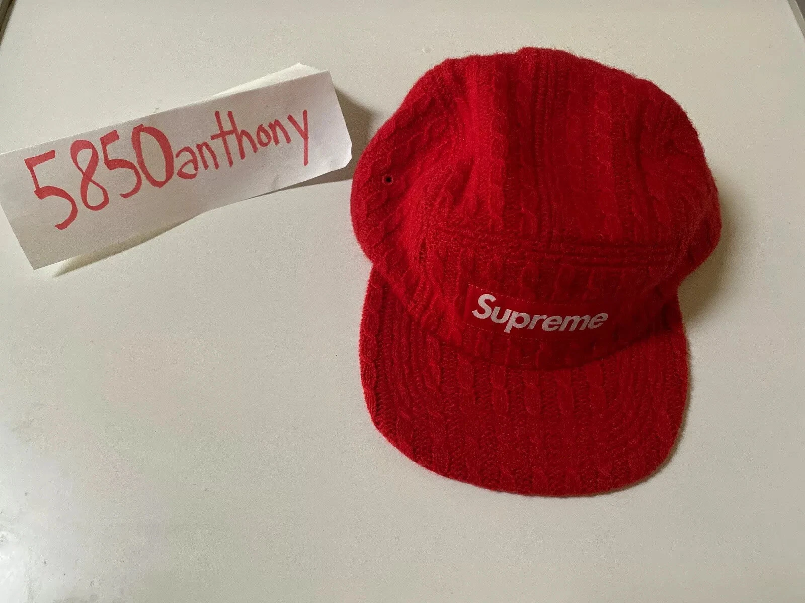 Supreme Fitted Cable Knit Camp Cap Red M/L