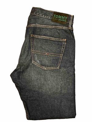 Tommy Hilfiger moderne konische TJ 1988 blaue Distressed Denim Jeans W34 L32 5216
