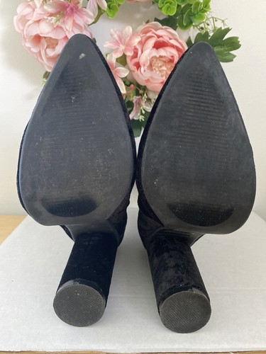 Vintage Cape Robbin Black Stretch Crushed Velvet Ankle Boot Womens Size 6.5 EUC - Picture 7 of 12