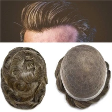 Mens Toupee Hairpieces Human Hair Replacement System Full French Lace mens Hair