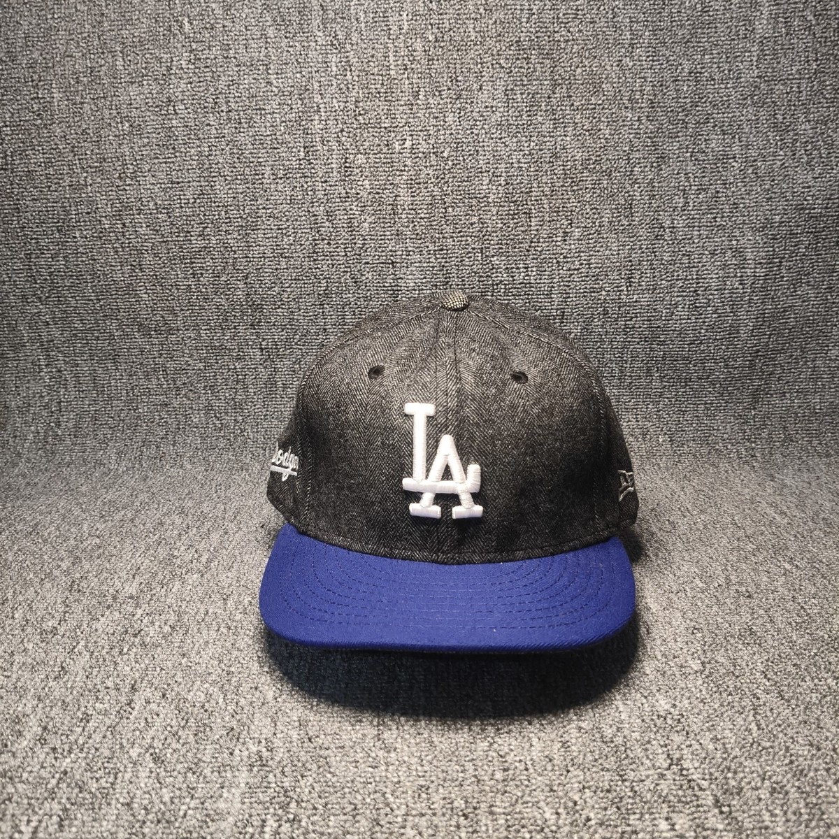 New Era Los Angeles Dodgers MLB Snapback Hat Gray Herringbone Blue Brim