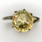 Vintage Sterling Silver Citrine Ring Round Cocktail Lemon 10mm Size O