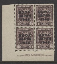 B.C.O.F. - 1946 1d BOTTOM LEFT CORNER IMPRINT BLOCK OF 4 M/UM SG.J2 (REF.H6)