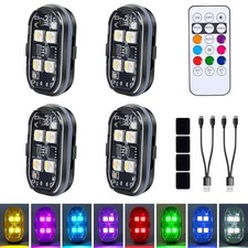Upgraded 4LEDs 4PCS Wireless LED Strobe Lights with Remote Control, 8 4pcs