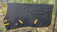 74" Challenger Tackrus Horse Cooler Blanket Stable Sheet Used Navy Blue Yellow