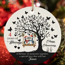 4 Year Marriage Anniversary Ornament Penguin Couple Swing Art 4th Christmas Gift