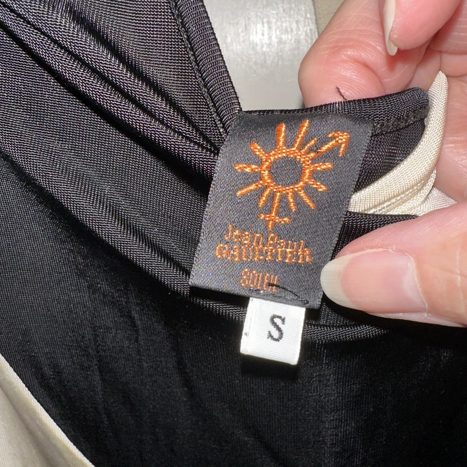 Maxi Vestido Jean Paul Gaultier Soleil Icónico De Colección Años 90 Y2K Malla a Rayas Italia Pequeño Foto 3 de 4