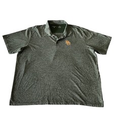 Antigua Mens Green Baylor Bears Polo Shirt Size XXL Striped Logo Golf Casual