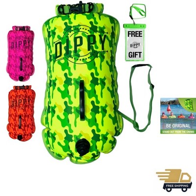 DIPPY Swim Buoy for Open Water Swimmers | 28L Waterproof Dry Bag Tow Float Sw...
