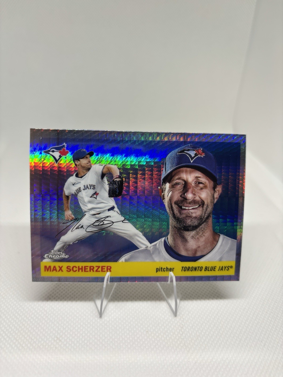 2025 Topps Chrome Platinum Anniversary Max Scherzer Prism refractor Blue Jays