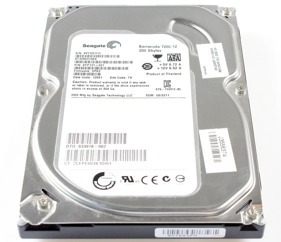 Seagate Barracuda 7200.12 | ST3250312AS | 250GB | 3.5'' intern | SATA 3Gb/s