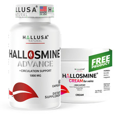 Hallusa Natural Hallosmine Advance 1000mg Diosmin 60 ct  FREE Leg Cream 4 oz