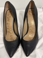 Sam Edelman Women  s Black Pointed Toe Stiletto Slip-On Pumps Logo 6