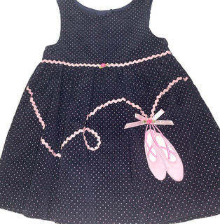 NWOT Blue Dress 3T Jumper Rare Editions Ballerina Pink Ballet Slippers Dots 96