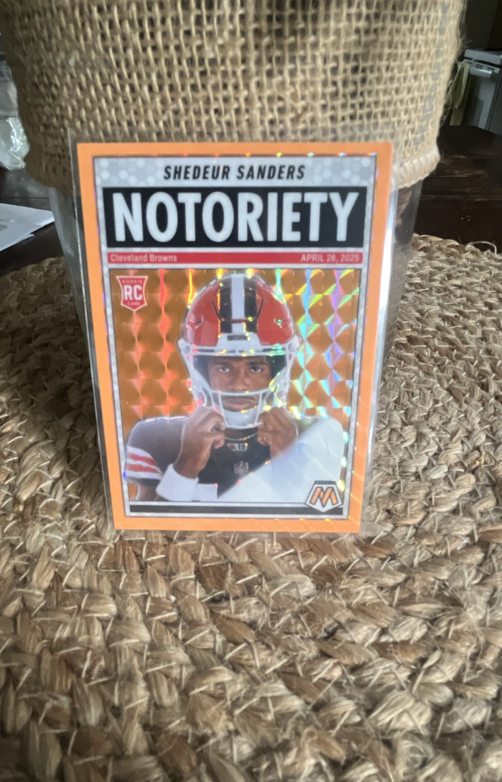 2025 Panini Mosaic Notoriety Shedeur Sanders Orange Fluorescent Mosaic Prizm (RC